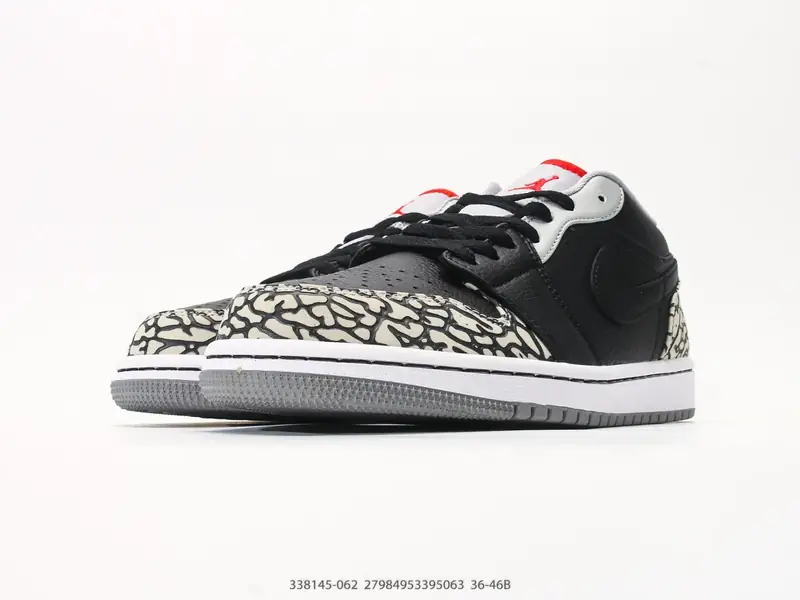 乔丹 Air Jordan 1 Low AJ1 乔1低帮休闲板鞋 黑水泥 同步官方配色 市场唯一独家头层皮打造 原鞋 338145-062 #27984953395063